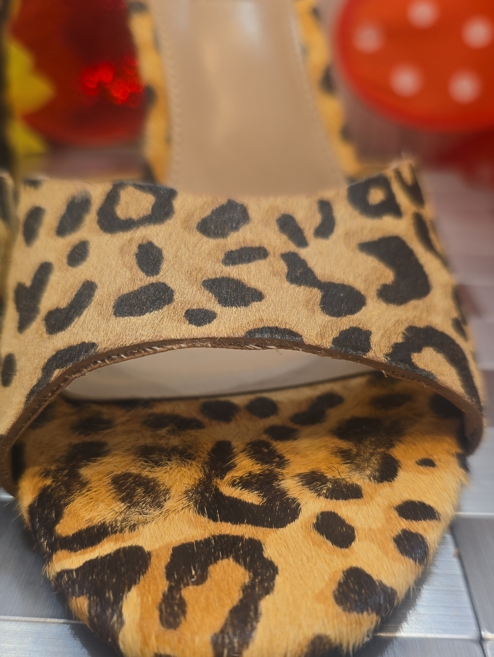 Steve Madden Leopard Print Open-Toe Mule in Yellow and Black - Picture 3 of 11